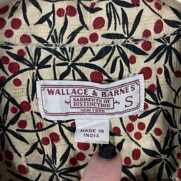 Wallace & Barnes Shirt Mens Small Beige Floral All Over Print Camp Loop Collar - Picture 4 of 12